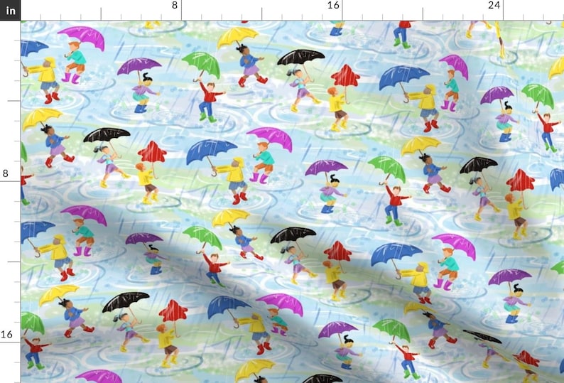 Spring Rain Items Spring Rain Fabric - Splashing in the Rain by Vinpauld - Watercolor ...