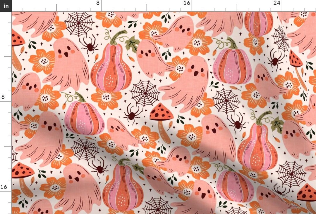 Pink Ghost Fabric - Halloween Ghosts Floating by Eliveradesigns ...