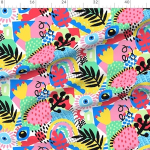 Modern Abstract Fabric - Happy Pattern Clash by Sandra_hutter_designs ...
