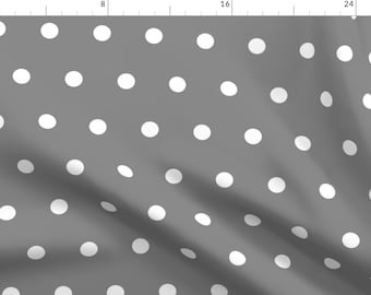 White And Grey Polka Dot Fabric - Polka Dot - White On Gray By Juliesfabrics - White And Grey Cotton Fabric By The Yard With Spoonflower