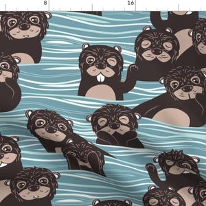 Otters Fabric - Otters Dazzling The Audience By Selmacardoso - Cute Otter Animal Water Nursery Cotton Fabric By The Yard With Spoonflower