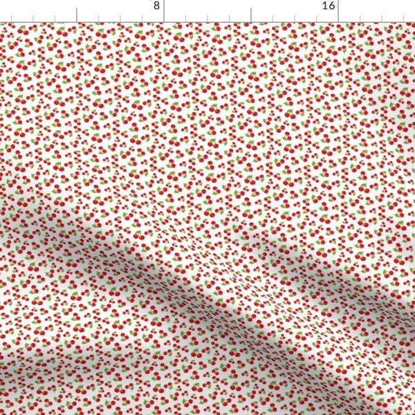 Cherry Fabric - Sketchy Cherries By Diane555 - Sketchy Cherries Vintage Home Decor Red Green Cotton Fabric By The Yard With Spoonflower