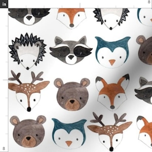 Forest Animal Fabric - Woodland Creatures By Bluebirdcoop - Gender Neutral Nursery Decor Cotton Fabric By The Yard With Spoonflower image 3