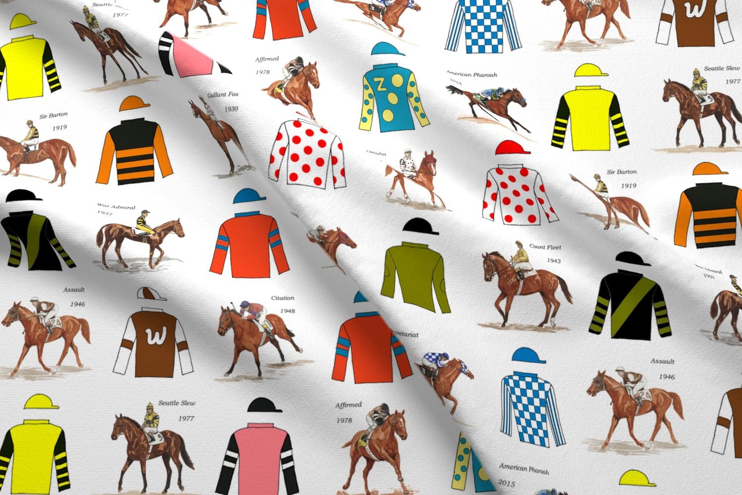 Horse Racing Silks Fabric American Triple Crown Winners By Etsy