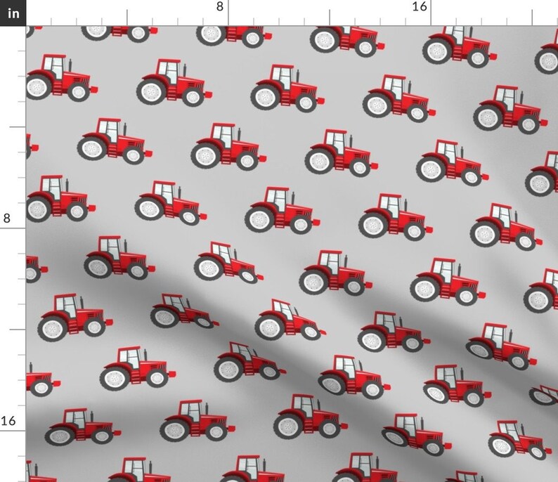 Farm Fabric Red Tractors on Grey Farm Themed Fabric C18bs Etsy