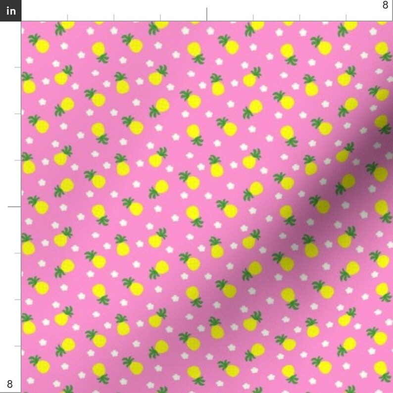 Pink Pineapple Fabric Pineapples by Clayvision Pink Yellow Etsy