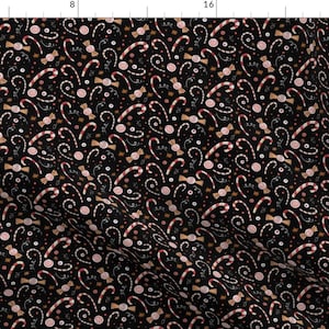 Candy Cane Fabric - Peppermint Candy On Black By Johannaparkerdesign - Red White Black Christmas Cotton Fabric By The Yard With Spoonflower