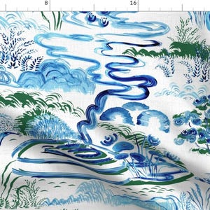 Chinoiserie Fabric - Chinoiserie Landscape by gartmanstudio - Watercolor.dramatic Antique Garden Vintage Fabric by the Yard by Spoonflower