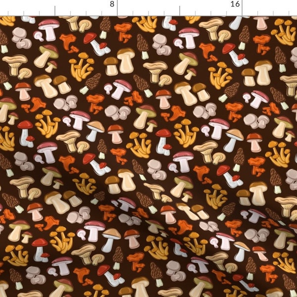 Mushroom Fabric - Mushrooms By Sandityche- Mushroom Woodland Autumn Fall Plant Fungi Brown Orange Cotton Fabric By The Yard With Spoonflower