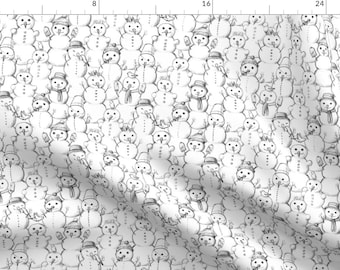 Snowman Fabric - Snowmen On A Snow Day By Simut - Snowman Holiday Christmas Winter Sketch Cotton Fabric By The Yard With Spoonflower