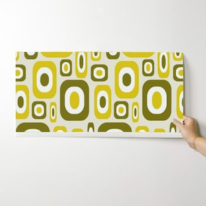 Mid Century Modern Wallpaper - Olive Mod By Jjtrends - Olive Yellow Custom Printed Removable Self Adhesive Wallpaper Roll by Spoonflower image 9
