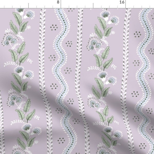 Lavender Regency Fabric - Lilac Emma Stripe by danika_herrick - Pastel Purple Cottagecore Soft Blue Fabric by the Yard by Spoonflower