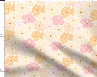 Retro Floral Fabric - Big Pastel Flowers by webvilla - Pink Yellow Orange Pastel Flowers Fabric by the Yard by Spoonflower