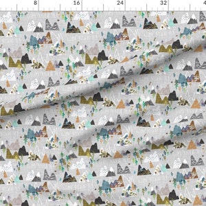 Mountain Fabric Mountain Climb Silver By Nouveau Bohemian Woodland Mountain Nursery Decor Cotton Fabric By The Yard With Spoonflower image 3