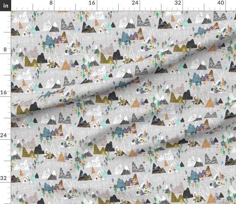 Mountain Fabric Mountain Climb Silver By Nouveau Bohemian Woodland Mountain Nursery Decor Cotton Fabric By The Yard With Spoonflower image 3