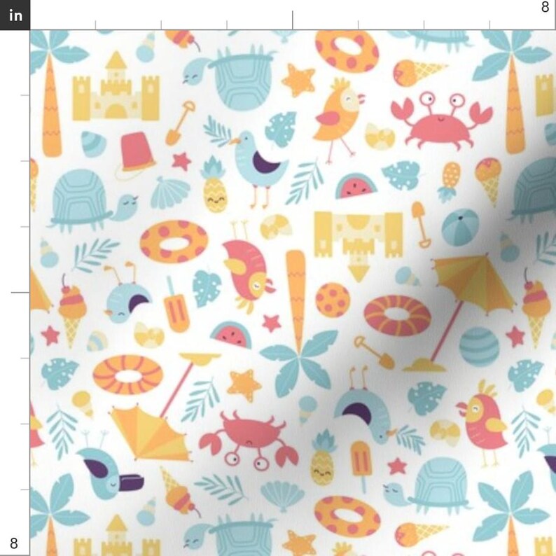 Beach Pattern Summer Fun Vacation Fabric - Beach Life By Innamoreva - Beach Blue Pink Summer Cotton Fabric By The Yard With Spoonflower image 3