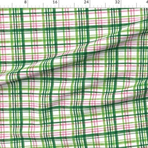 Green and Pink Plaid Fabric Irish Plaid by Littlearrowdesign Plaid