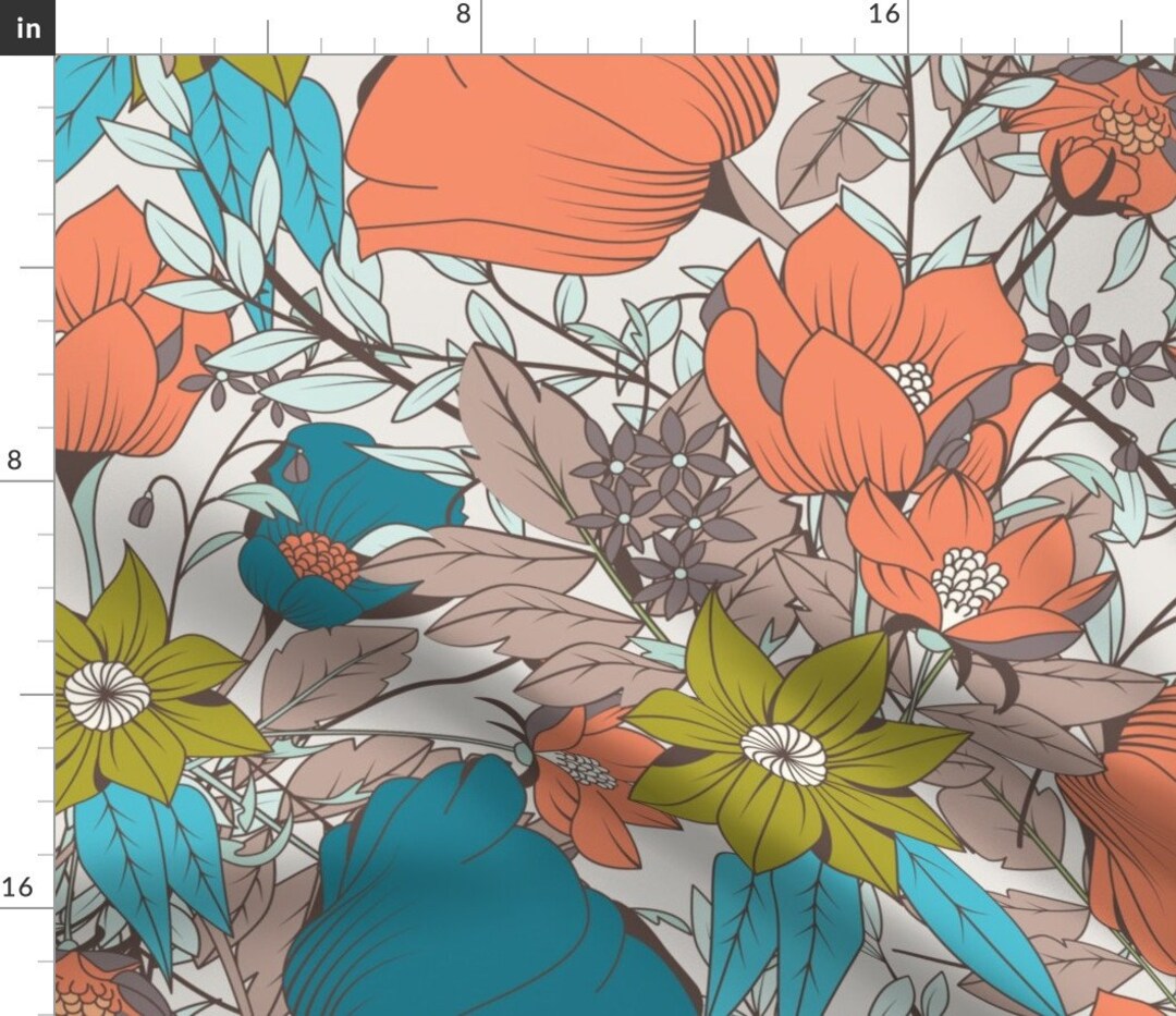 Botanical Garden Fabric Botanical Pattern 011 by Bluelela - Etsy