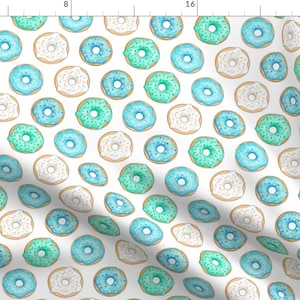 Blue Donut Fabric - Iced Donuts - Blue 2 Inch Donuts By Hazel Fisher Creations - Donut Cotton Fabric By The Yard With Spoonflower