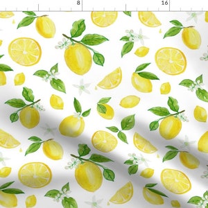 Lemons Fabric - Lemons In Watercolor By Heather Anderson - Lemons Citrus Fruit Summer Yellow Sour Cotton Fabric By The Yard With Spoonflower