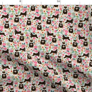 Tricolor Shiba Fabric - Shiba Inu Dog Flowers Florals By Petfriendly - Shiba Inu Black Brown Cotton Fabric by the Yard with Spoonflower