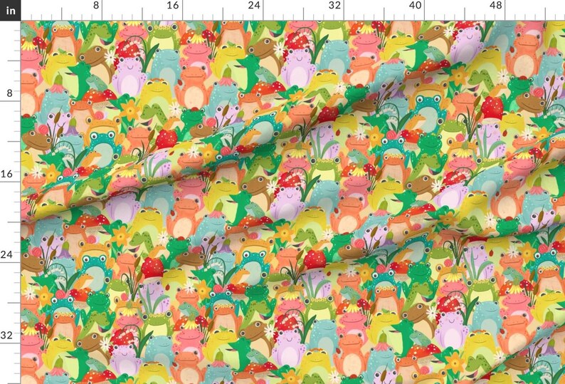 Frog Fabric - Class Picture By Urbandaisies - Frog Colorful Kids Classroom Daycare Rainbow Cotton Fabric By The Yard With Spoonflower image 2