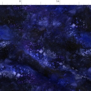 Black Purple Space Galaxy Fabric - Galaxy B By Dinaramay - Galaxy Cotton Fabric By The Yard With Spoonflower