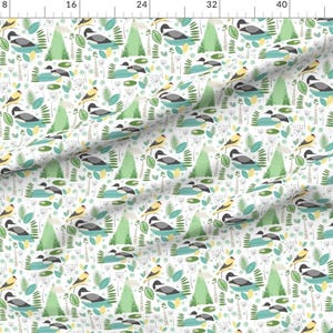 Lake Birds Fabric - Day At My Lake By Hali Macdesign - Goldfinch Loon Waterfowl Wild Bird Birding Cotton Fabric By The Yard With Spoonflower image 2