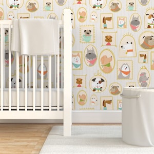 Whimsical Dogs Wallpaper - Dog Portraits by urbandaisies_ - Pet Groomer Veterinarian Removable Peel and Stick Wallpaper by Spoonflower