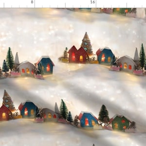 Christmas Village Fabric - Vintage Christmas Putz Houses By Juliamonroe - Vintage Holiday Village Cotton Fabric By The Yard With Spoonflower