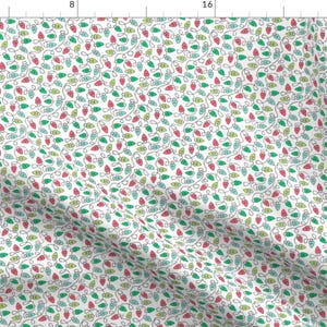 Light Bulbs Fabric - Christmas Lights Bulbs Red Green On White Tiny By Caja Design - Light Bulbs Cotton Fabric By The Yard With Spoonflower