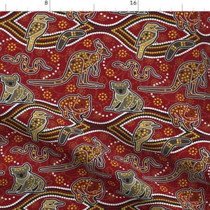 Australia Red Marsupial Animals Fabric - Australia Unleashed Mini By Mariafaithgarcia - Australia Cotton Fabric By The Yard With Spoonflower