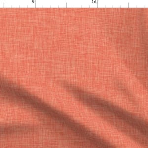 Coral Heathered Monochrome Fabric - Coral Linen By Ivieclothco - Coral Textured Linen Solid Color Cotton Fabric By The Yard With Spoonflower