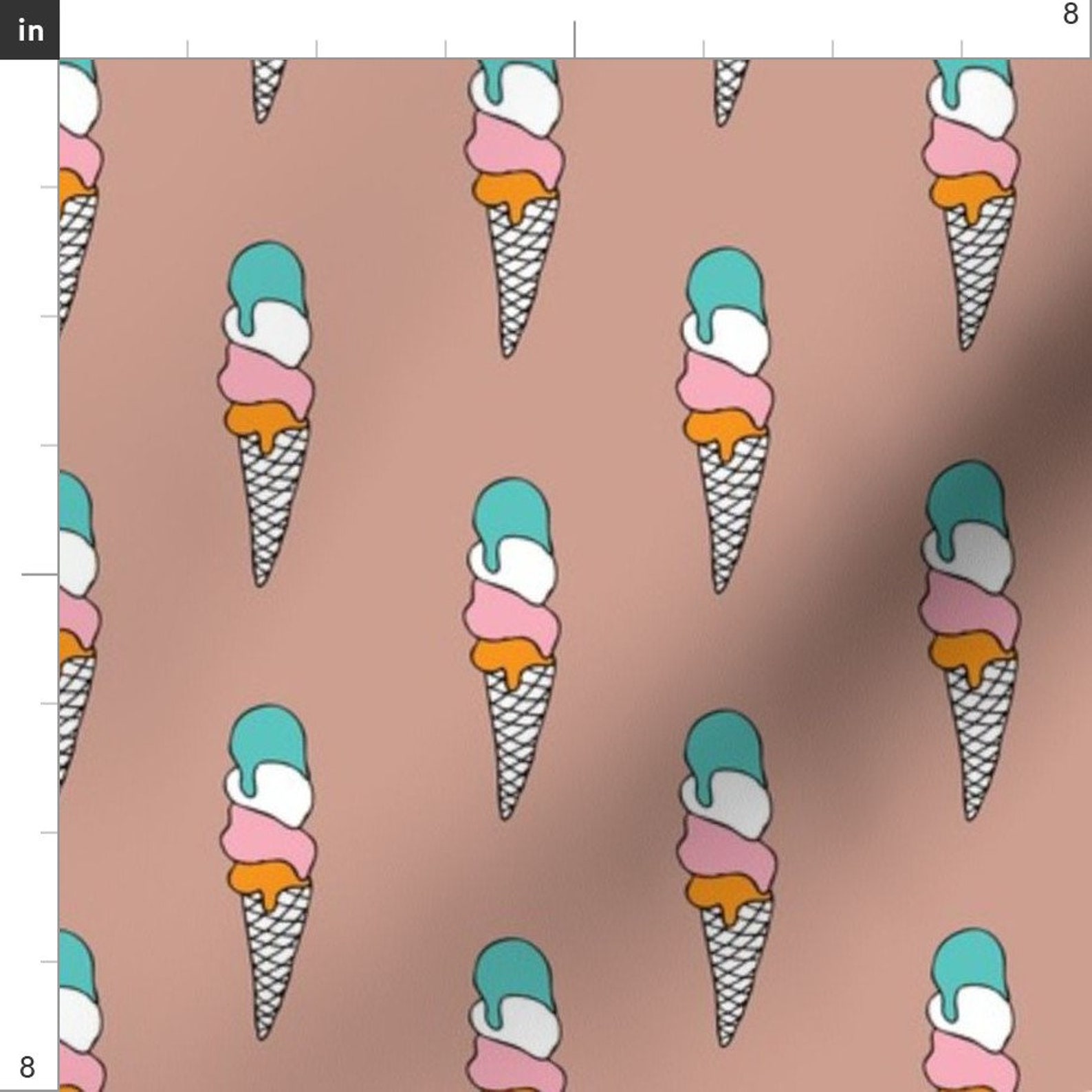 Ice Cream Fabric Summer Ice Cream Cone Vintage Pop Beach Etsy