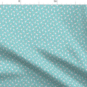 Bunnies Fabric - Bunnies Rabbits Carrots On Light Blue Tiny Small 0,75 Inch By Caja Design - Tiny Cotton Fabric By The Yard With Spoonflower