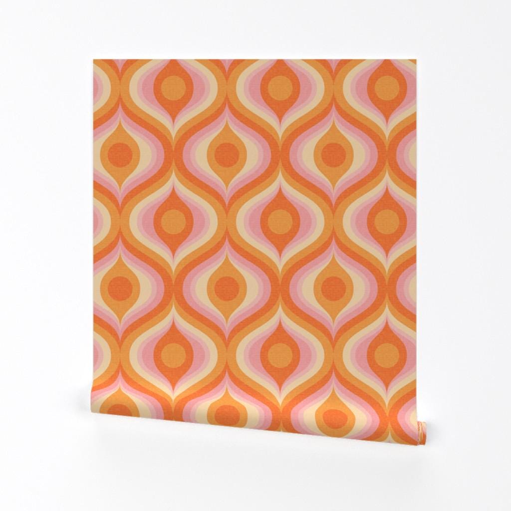 Retro Ogee Vintage Removable Peel and Stick Wallpaper - Large Scale - Wall Art Wall Decor - Groovy Psychedelic Swirl by pippa_shaw