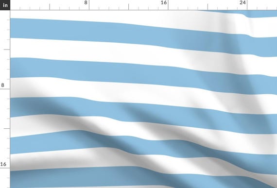 Preppy Stripes Fabric - Sky Blue Wide Stripes By Sweetzoeshop - Preppy Blue White Stripes Wide Cotton Fabric By The Yard With Spoonflower