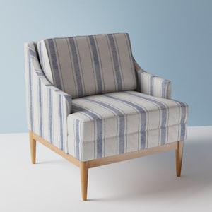 Faded Blue Stripe Upholstery Fabric- Ticking Stripe by holli_zollinger - Ticking Stripe Distressed  Fabric By The Yard With Spoonflower