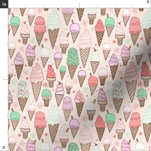 Ice Cream Fabric - Ice Cream On Cream Smaller Scale By Kristinnohe - Ice Cream Sweet Pastel Pink Cotton Fabric By The Yard With Spoonflower Bild 3
