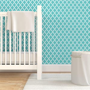 Papel tapiz de cuatro hojas - Turquesa marroquí de Sweetzoeshop - Decoración moderna para el hogar Ropa de cama Ropa de tela de algodón cortada a medida con Spoonflower imagen 6