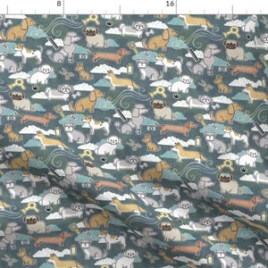 Pet Groomers Fabric - Dog Groomer By Patricia Lima - Animal Care Groomers Bathing Dogs Blue Cotton Fabric By The Yard With Spoonflower