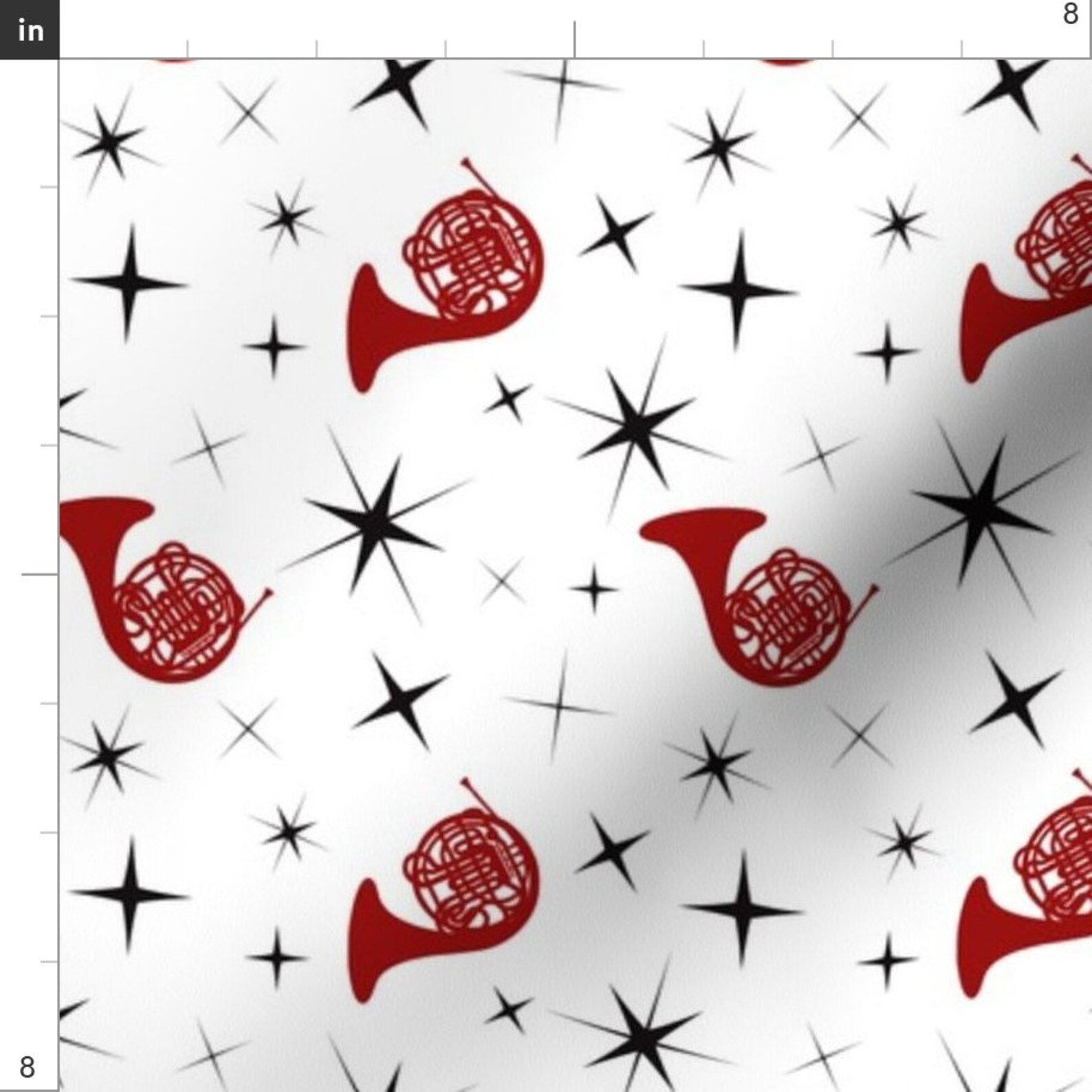 French Horn Fabric French Horn Stars by Marchingbandstuff Etsy