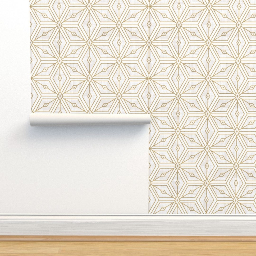 Geometric Star Wallpaper Mod Star White Gold by Crystal Etsy