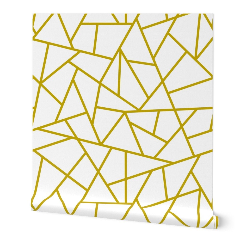 Abstract Wallpaper Geometric Gold White Large by Sierra | Etsy