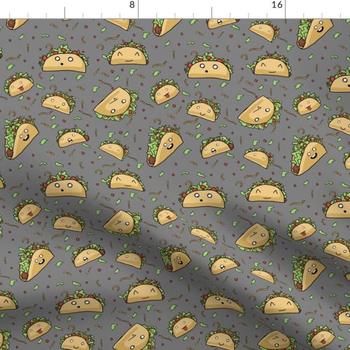 Taco Fabric Crazy Tacos by Novelty Taco Food Etsy