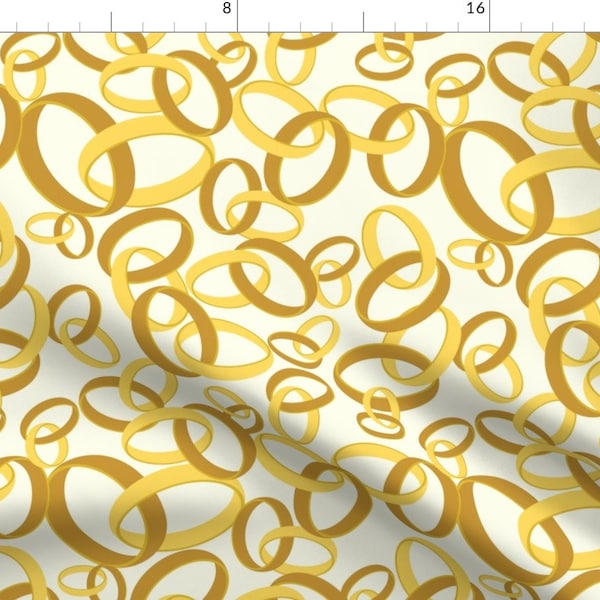 Ring Fabric - Golden Rings By Studiofibonacci Yellow Wedding Bands Matrimony Engagement Love - Cotton Fabric By The Yard With Spoonflower