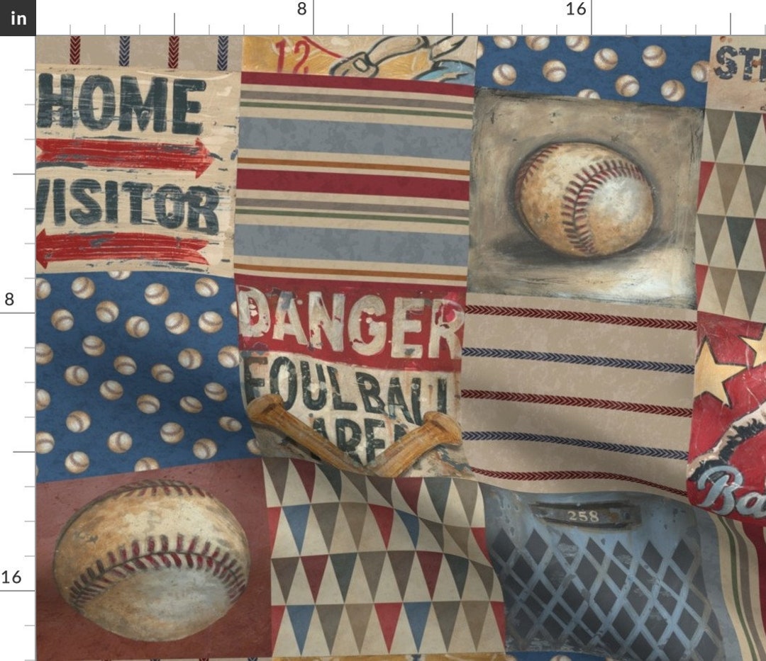 Baseball Wholecloth Fabric Baseball Cheater Quilt by Aaron_christensen