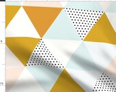 Triangle Blanket Fabric - Blush Gold Mint Triangle Wholecloth By Ivieclothco - Geometric Nursery Cotton Fabric By The Yard With Spoonflower