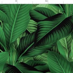 Tropical Leaves Fabric - Palm In Palm ~ Jungle Green By Peacoquettedesigns - Tropical Banana Leaf Cotton Fabric By The Yard With Spoonflower