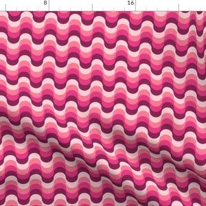 Disco Wave Fabric - Raspberry Ripple by pippa_shaw - Vintage Retro 1970s Geometric Stripes Groovy Burgundy Fabric by the Yard by Spoonflower